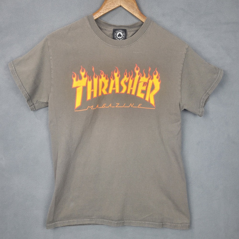 Thrasher Magazine Shirt Mens Small Flame‎ Skateboarding Tee San Francisco Skate